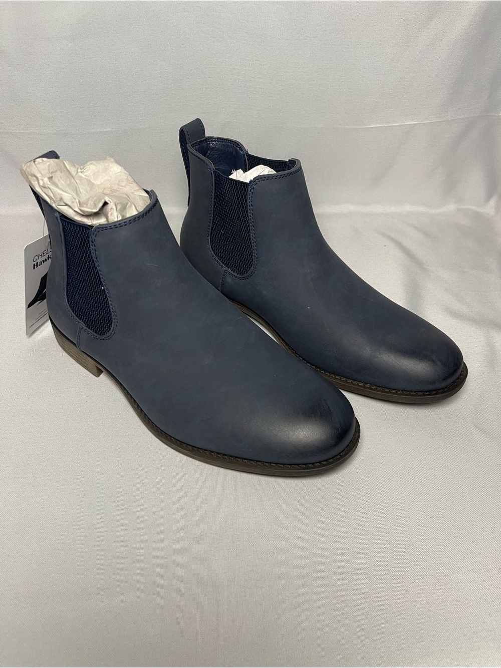 Men's HawkWell Chelsea Boots Navy Blue Pull-On Ankle Boots NWT Size 8